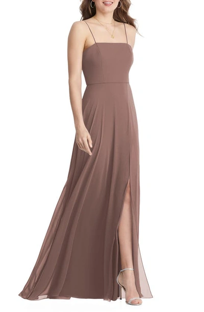 Lovely Elliott Square Neck Chiffon Gown In Sienna