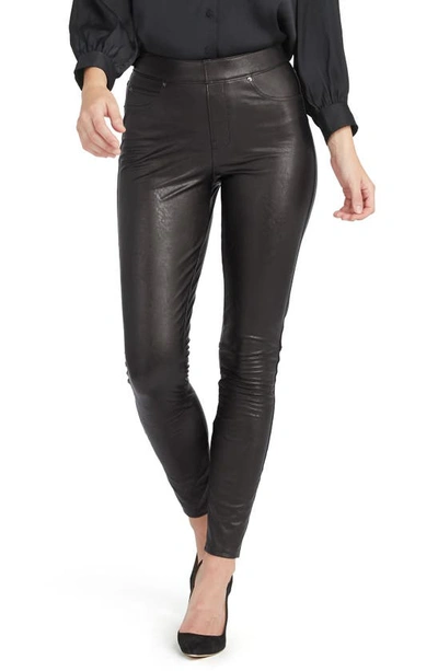 Spanxr Faux Leather-like Ankle Skinny Pants In Noir