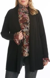 Adyson Parker Women's Plus Size Ribbed Long Sleeve Open Cardigan In Black