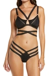 Hauty Women's Caged Bralette & Underwear Set, Online Only In Black