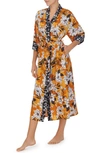 Room Service Satin Robe In Yellow Large Floral
