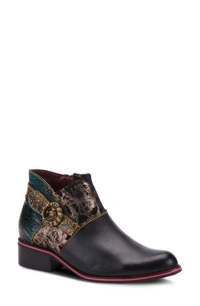 L'artiste Tiatia Bootie In Black Leather/ Suede
