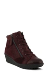 Spring Step Lilou Faux Fur Lined Wedge Sneaker In Bordeaux Synthetic