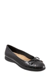 Trotters Dellis Ballet Flat In Black Croc Print Leather