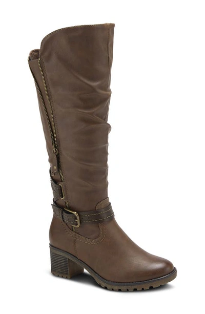 Spring Step Spring Street Gemisola Water Resistant Faux Fur Lined Knee High Boot In Brown Synthetic