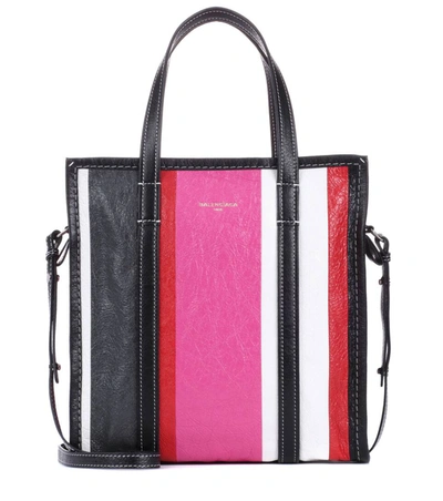 Balenciaga Bazar Shopper Small Striped Leather Tote Bag In Nocolor