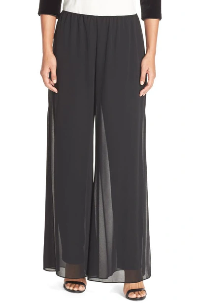 Alex Evenings Georgette Overlay Trousers In Black