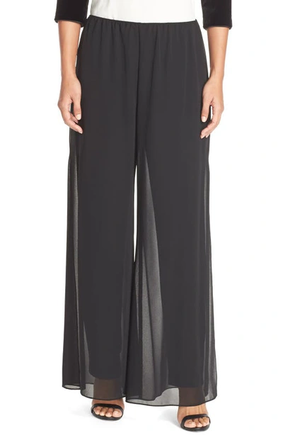 Alex Evenings Georgette Overlay Pants In Black