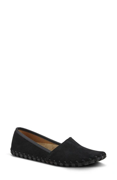 Spring Step Kathaleta Flat In Black Suede