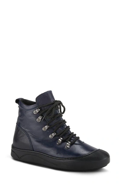 Spring Step Darleen Lace-up Bootie In Navy Leather