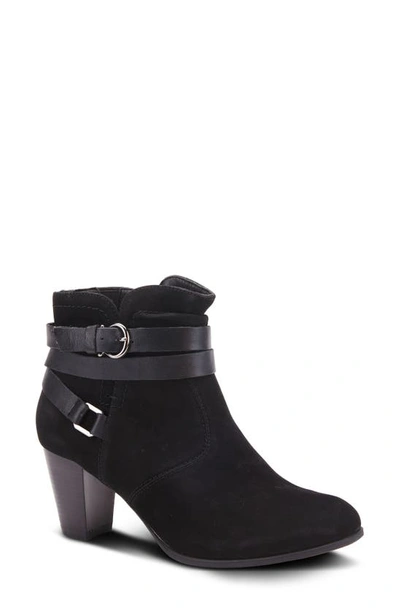 Spring Step Mollie Faux Fur Lined Bootie In Black Leather