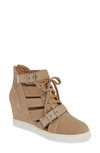 Linea Paolo Fave Cutout Wedge Sneaker In Sand Nubuck