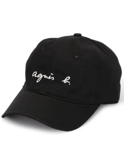 Agnès B. Embroidered Logo Cap In Black