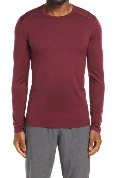 Icebreaker Oasis Long Sleeve Merino Wool Base Layer T-shirt In Redwood