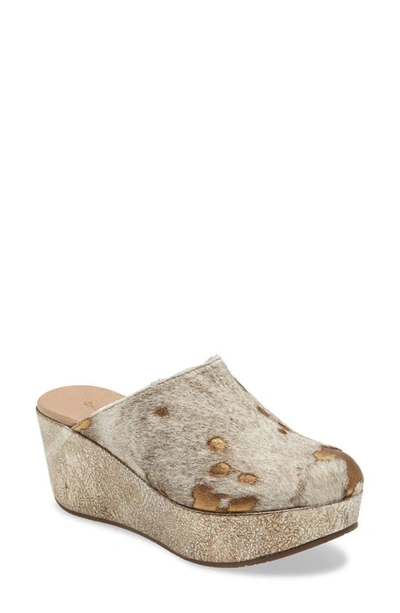 Chocolat Blu Yoma Platform Clog In Bronze Calf Hair Print