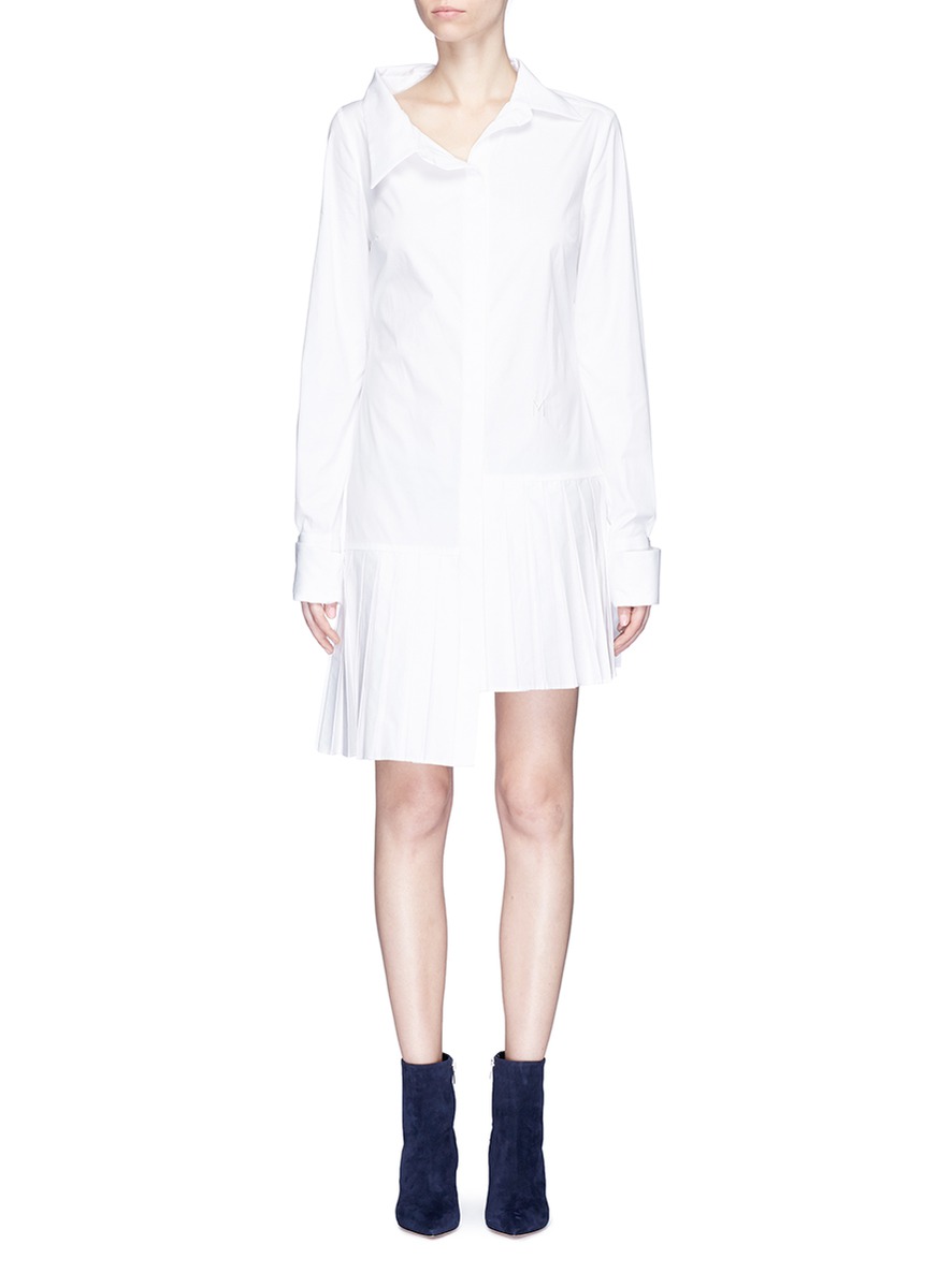 Monse Asymmetric Pleated Hem Cotton Shirt Dress | ModeSens
