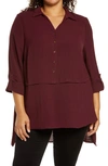 Adyson Parker Roll Sleeve High/low Tunic In Deep Wine