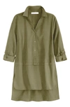 Adyson Parker Women's Plus Size High Low Button Front Shirt In Olivita