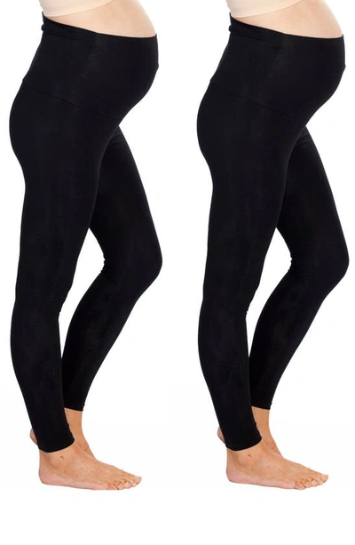 Angel Maternity 2-pack Maternity Leggings In Black