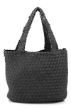 Mali + Lili Ray Convertible Woven Vegan Leather Tote In Black