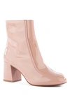 Bc Footwear After All Vegan Leather Bootie In Blush Faux Patent Leather