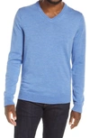 Nordstrom Men's Shop Washable Merino V-neck Sweater In Blue Bonnet Heather