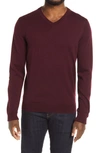 Nordstrom Men's Shop Washable Merino V-neck Sweater In Burgundy Fudge