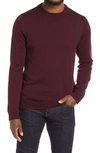 Nordstrom Men's Shop Washable Merino Crewneck Sweater In Burgundy Fudge