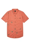 Billabong Sundays Mini Tropical Short Sleeve Button-down Shirt In Coral