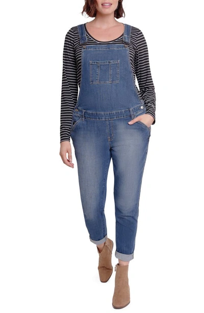 Ingrid & Isabelr Denim Maternity Overalls In Med Wash