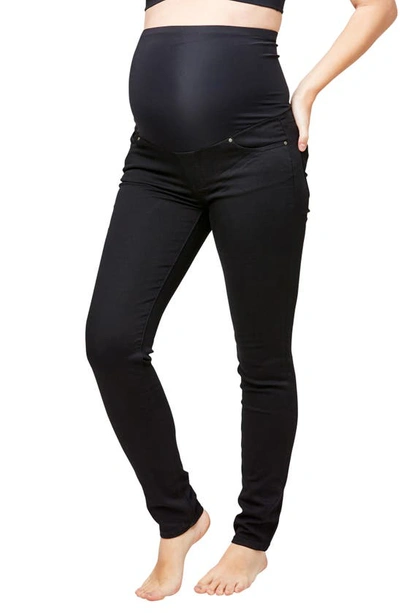Nom Maternity Soho Over-the-belly Skinny Jeans In Dark Blue In Black