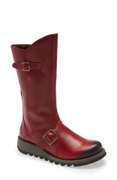 Fly London Mes Boot In Red Leather
