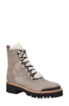 Marc Fisher Ltd Izzie Genuine Shearling Lace-up Boot In Light Cloud Suede