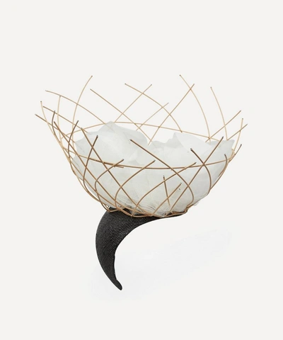 Stephen Jones Contain Cane And Tulle Basket Headpiece In White