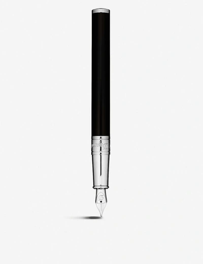 S.t.dupont D-initial Fountain Pen In Black/chrome