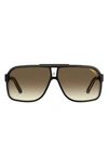 Carrera Eyewear Grand Prix 2 64mm Oversize Aviator Sunglasses In Black/ Brown Gradient