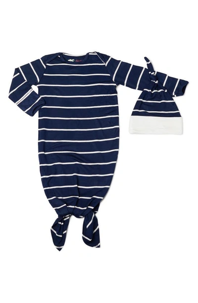 Baby Grey By Everly Grey Babies' Gown & Hat Set In Navy