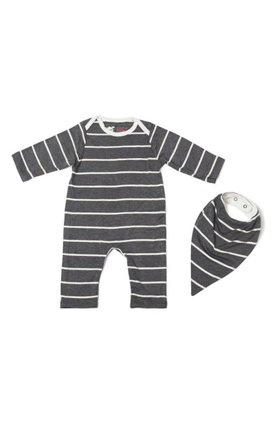 Baby Grey By Everly Grey Babies' Jersey Romper & Bib Set In Charcoal