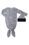 Baby Grey By Everly Grey Babies' Gown & Hat Set In Twilight
