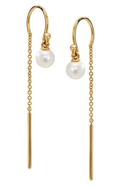 Ajoa Imitation Pearl Drop Threader Earrings In Gold