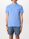 Polo Ralph Lauren Ligh Blue Cotton Polo Shirt With Logo In Sky Blue