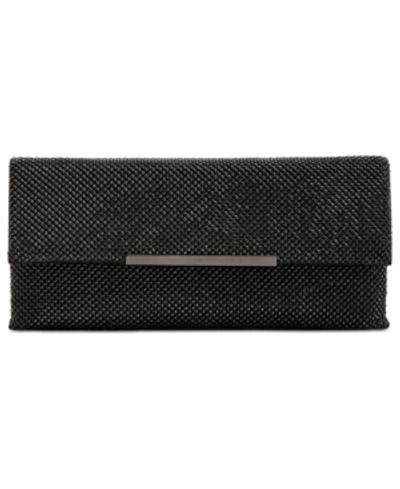 Inc International Concepts Hether Shiny Mesh Clutch, Created For Macy's In Black/gunmetal