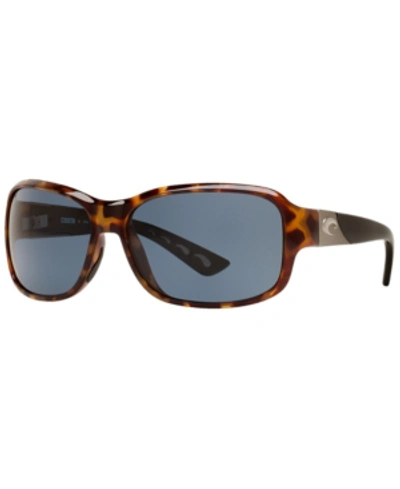 Costa Del Mar Inlet Gray Polarized Plastic Rectangular Sunglasses It 76 Ogp In Black / Gray / Grey / Tortoise