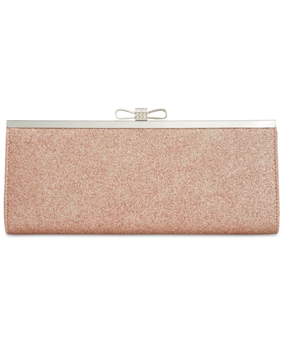Inc International Concepts Carolyn Glitter Clutch, Created For Macy's In Rose Gold/silver