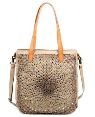 Old Trend Stellar Stud Leather Tote Bag In Beige