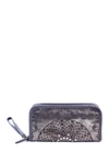 Old Trend Mola Leather Clutch In Silver Metallic