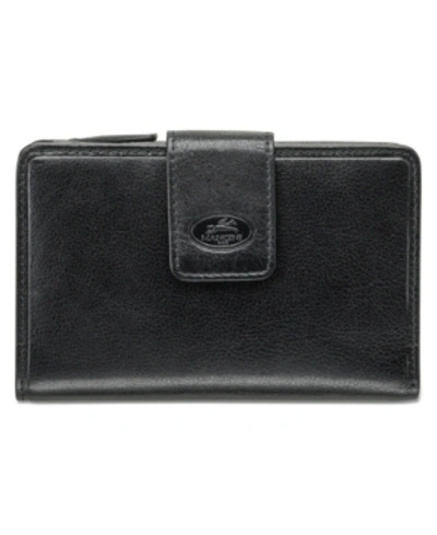 Mancini Casablanca Collection Rfid Secure Ladies Medium Clutch Wallet In Black
