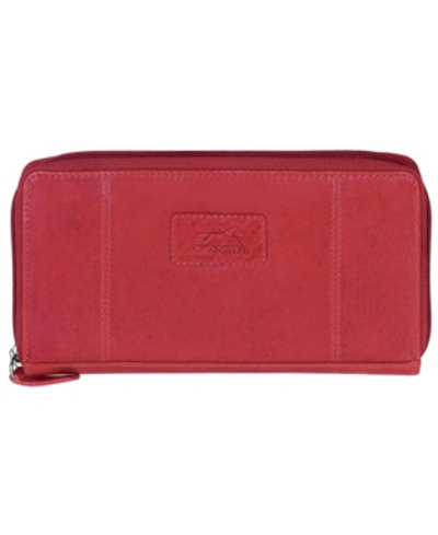Mancini Casablanca Collection Rfid Secure Zippered Clutch Wallet In Red