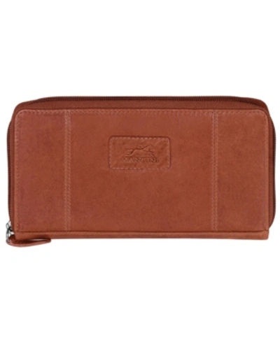 Mancini Casablanca Collection Rfid Secure Zippered Clutch Wallet In Cognac