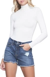 Good American Ruched Turtleneck Bodysuit In Ivory
